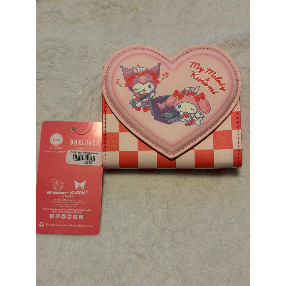 Sanrio My Melody & Kuromi Diner Zip Wallet BoxLunch Exclusive NWT Pink Heart